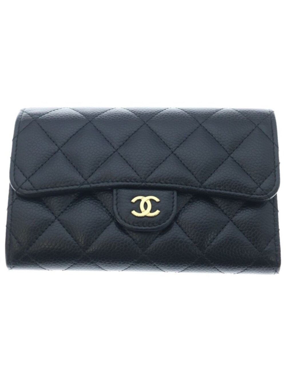Chanel Quilted Classic Medium Flap Wallet Black Caviar Leather